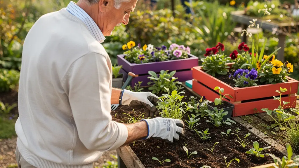 Senior participant à un atelier jardinage en résidence services